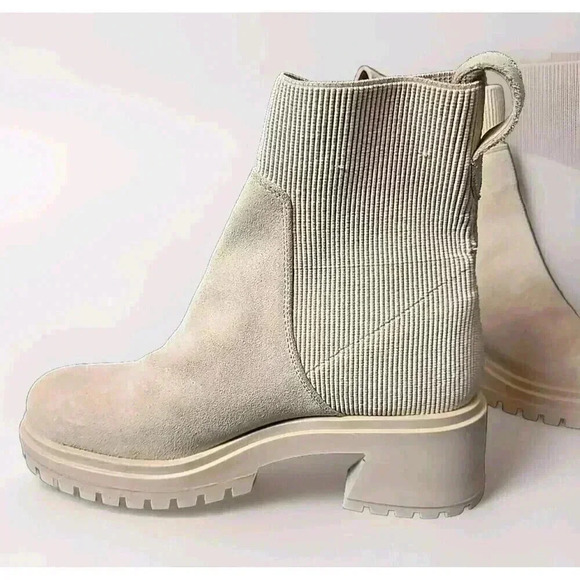 Steve Madden size 9.5 Holley Sand suede chunky block heel pull on ankle boots - Picture 4 of 12